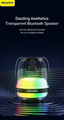 Picture of Awei Y386 Bluetooth Mini Speaker Colorful LED Subwoofer HiFi Sound Box Portable MP3 Music Sound Column For PC Smartphone -Aqua