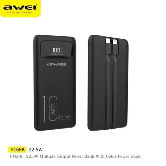 Picture of Awei P168K Multiple Output Power Bank with Cable -Black