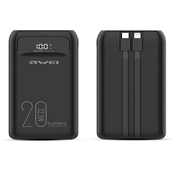 Picture of Awei P168K Multiple Output Power Bank with Cable -Black