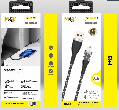 Picture of MKB UL35 Braided 3A Lightning Cable -Black