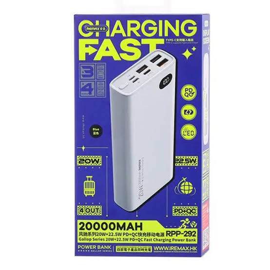 Picture of Remax RPP-292 Gallop Series 20000mAh 20W+22.5W+PD+QC Fast Charging Power bank -Black