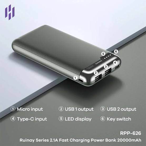 Picture of Remax RPP-626 20,000mAh 2.1A Power Bank -Black