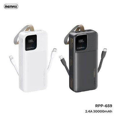 Picture of Remax RPP-659 Rellaen Series 30000mAh Powerbank WithBuilt-In Cable & Digital Display 2.4A -Black