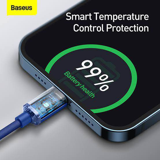 Picture of Baseus Crystal Shine Series 2.4A Fast Charging USB to Lightning For Iphone Data Cable 1.2m Blue CAJY000003