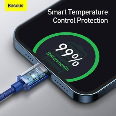 Picture of Baseus Crystal Shine Series 2.4A Fast Charging USB to Lightning For Iphone Data Cable 1.2m Blue CAJY000003