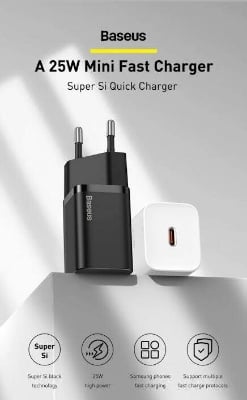 Picture of Baseus Super Si 25W Adapter 1C Quick Charger -Black