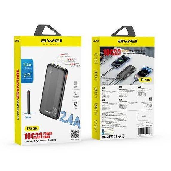 Picture of Awei P20K 10000mAh Powerbank 2.4A -Black