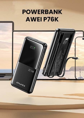 Picture of AWEI P76K powerbank 10000mAh 22.5W Digital Display black -Black