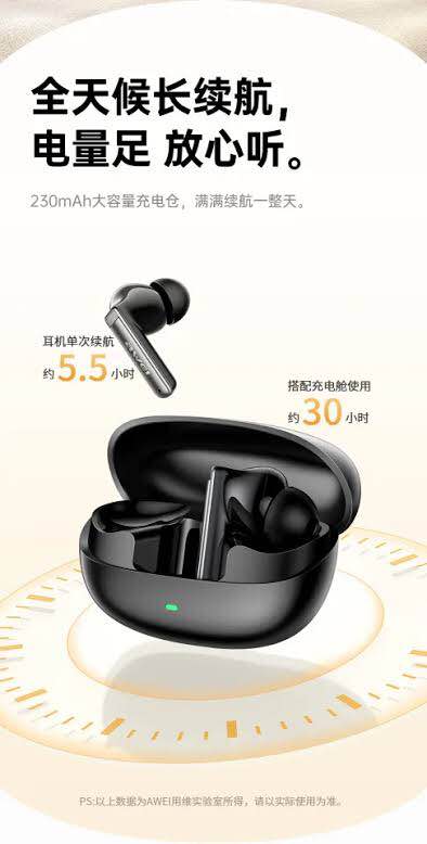 Picture of Awei T88 ANC True Wireless Bluetooth Earphone 10mm Moving Coil Super Bass Spatial Sound Effects Earbuds 30 Hours Of Playback Time Ergonomic Design Gaming Headset -Black