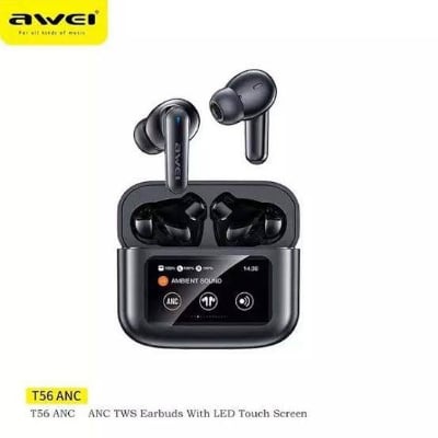 Picture of Awei T56 ANC TWS Earphone With Touch LCD Screen -Black