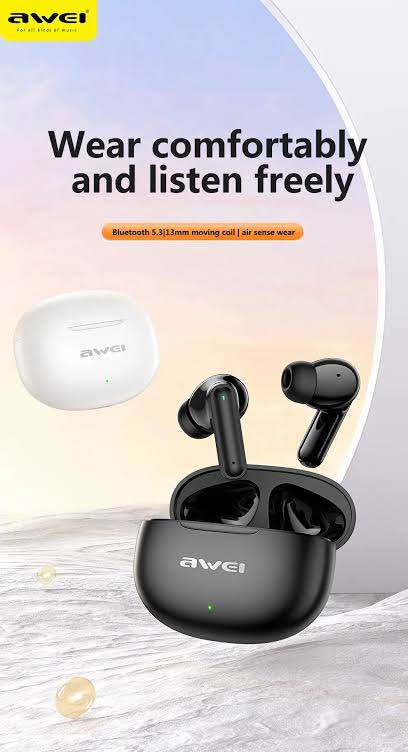 Picture of Awei T71 TWS Sports Wireless Bluetooth Earbuds IPX4 Waterproof with Charging Case Smart Touch Low Latancy Game Earphone -Black