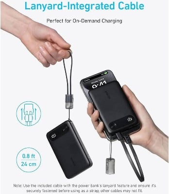 Picture of Anker Powercore Power Bank 10000mAh, 22.5W Portable Charger, USB-C To USB-C Cable, Ultra-Slim And Compact Design, Black -Black