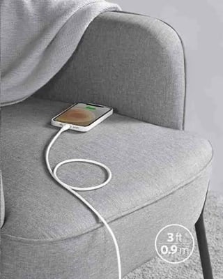 Picture of Anker PowerLine Soft USB-C to Lightning Cable 3ft – Black -Black