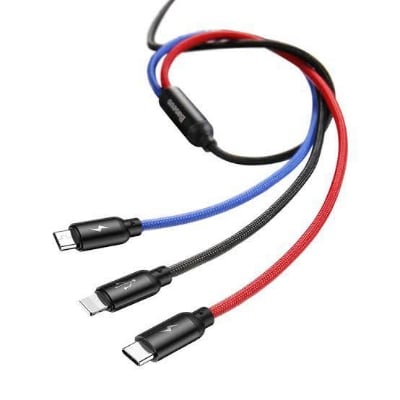 Picture of Baseus Three Primary Colors 3-in-1 Cable USB For M+L+T 3.5A -Black