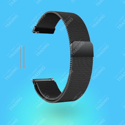Picture of 22mm Milanese Magnetic Stainless Steel Watch Strap Universal Flat Head Mesh Band for Square Smartwatches Unisex Quick Release Metal Wristband (Black,Not Specified)