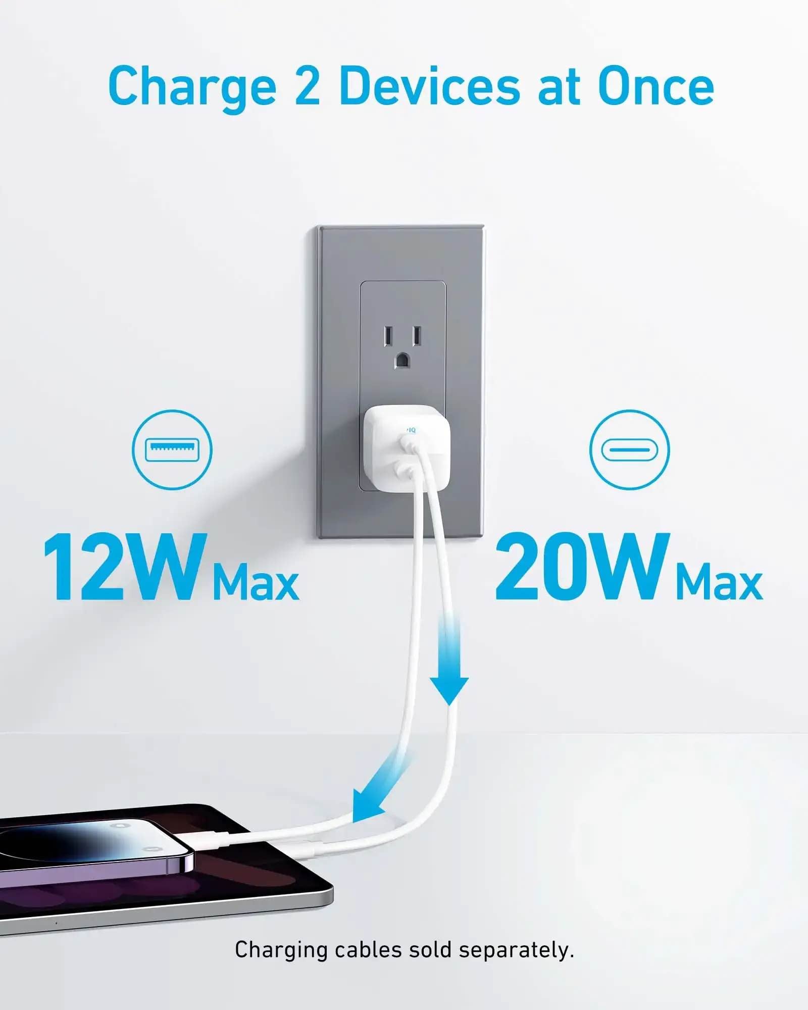 Picture of Anker 323 33W Dual Port Foldable Wall Charger Adapter -Black
