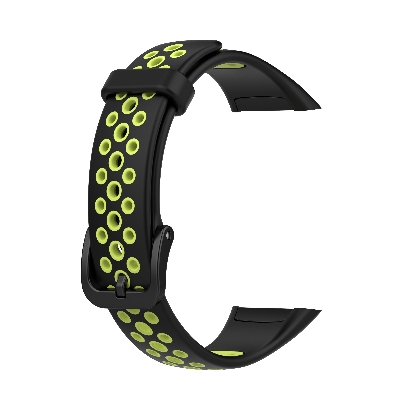 Picture of Huawei Honor Band 6 Smart watch Strap Premium Belt Solid Color Wristband Soft Replacement Sport Bracelet Strap (Black & Green,Freesize)