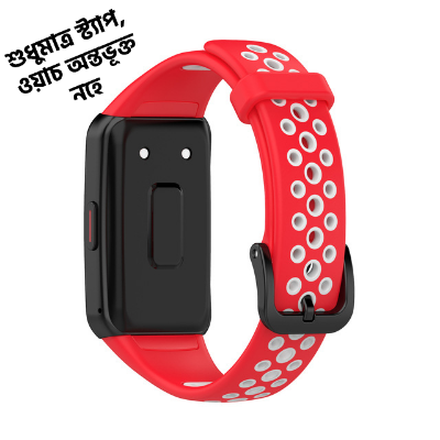 Picture of Huawei Honor Band 6 Smart watch Strap Premium Belt Solid Color Wristband Soft Replacement Sport Bracelet Strap (Red & White,Freesize)