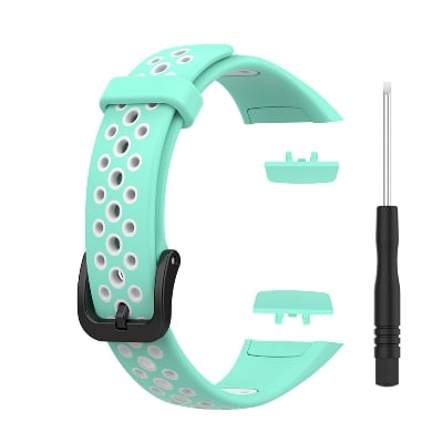 Picture of Huawei Honor Band 6 Smart watch Strap Premium Belt Solid Color Wristband Soft Replacement Sport Bracelet Strap (Mint Green & White,Freesize)