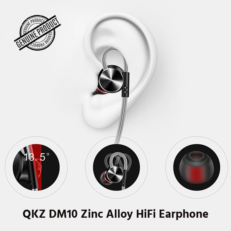 Picture of QKZ DM10 Zinc Alloy HiFi Earphone In Ear Earphones Sports Headset Phone Laptop Gaming Earphone(null) (Black)