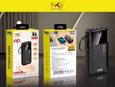 Picture of MKB PK52 PD 22.5W 20000mah Power Bank with extra Holder -Black