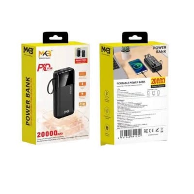 Picture of MKB PK52 PD 22.5W 20000mah Power Bank with extra Holder -Black