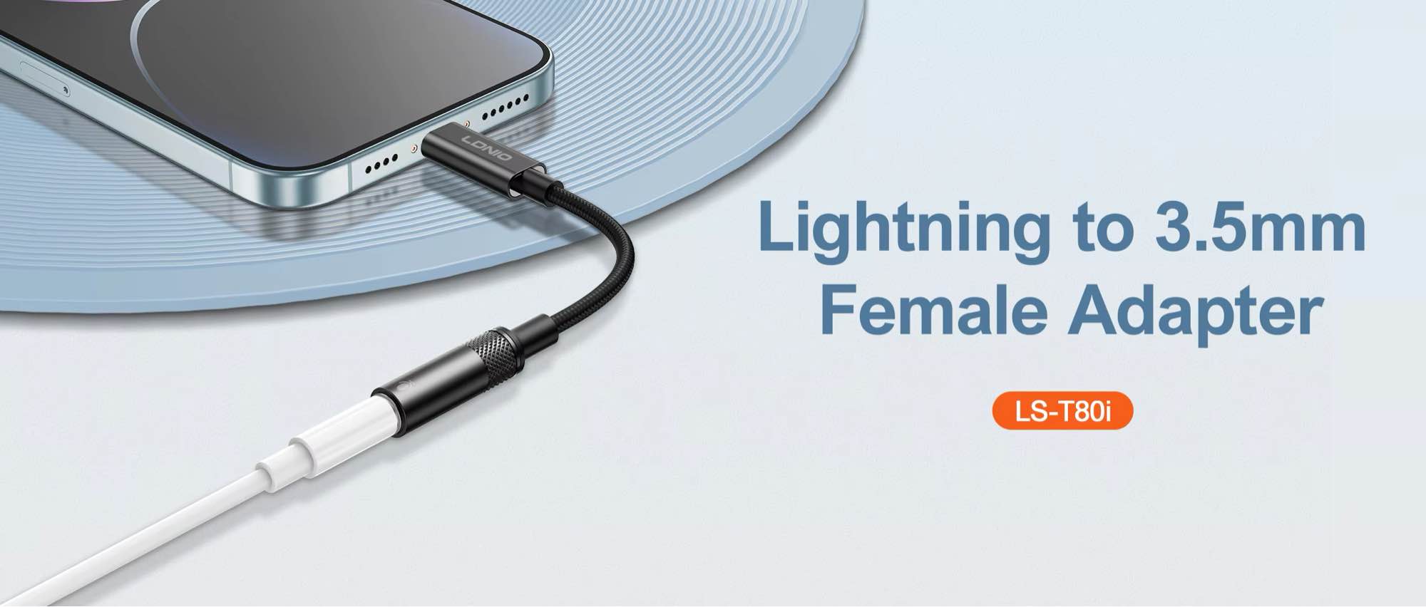 Picture of LDNIO LS-T80i Lightning to 3.5mm Audio Converter Dongle With Microphone work -Black