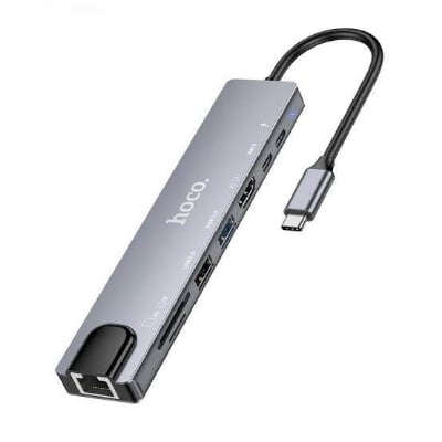Picture of Hoco DUP09 8-in-1 Docking Hub Converter Adapter -Black