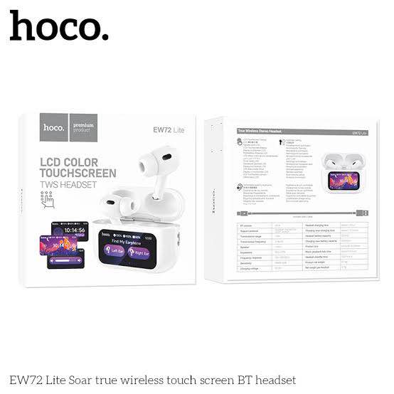 Picture of Hoco EW72 Lite | Bluetooth 5.4 TWS Touch‑screen LCD Case | ANC & Transparency Mode | 13 mm Driver, 24h Playback, IPX6 Water‑Resistant Headset -White