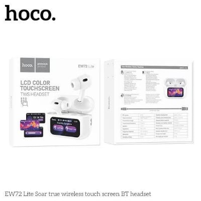 Picture of Hoco EW72 Lite | Bluetooth 5.4 TWS Touch‑screen LCD Case | ANC & Transparency Mode | 13 mm Driver, 24h Playback, IPX6 Water‑Resistant Headset -White