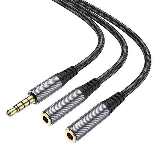 Picture of Hoco UPA21 Audio Adapter Cable For 3.5mm Female to 3.5mm 2 Male -Black