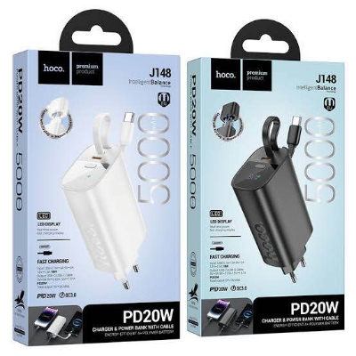 Picture of HOCO J148 Handy 5000 mAh PD20W Power Bank Adapter with Cable -Black