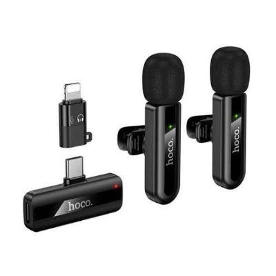 Picture of Hoco L20A Fair Dual Mic Lavalier Wireless Microphone -Black