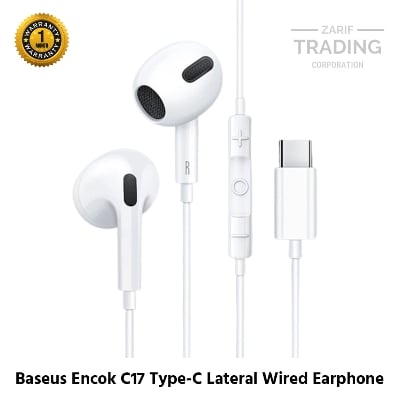 Picture of Baseus Encok C17 Type-C Lateral In-ear Wired Headset With Mic Earphone Headphone (White)