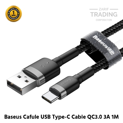 Picture of Baseus Cafule USB Type-C Cable Durable Nylon Braided Wire QC3.0 3A 1M black (Black)