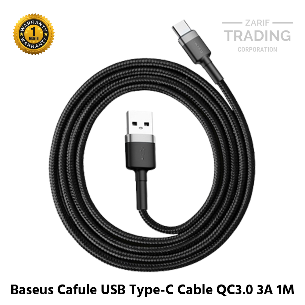 Picture of Baseus Cafule USB Type-C Cable Durable Nylon Braided Wire QC3.0 3A 1M black (Black)