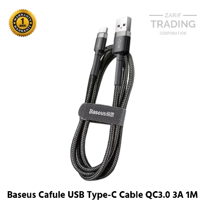 Picture of Baseus Cafule USB Type-C Cable Durable Nylon Braided Wire QC3.0 3A 1M black (Black)
