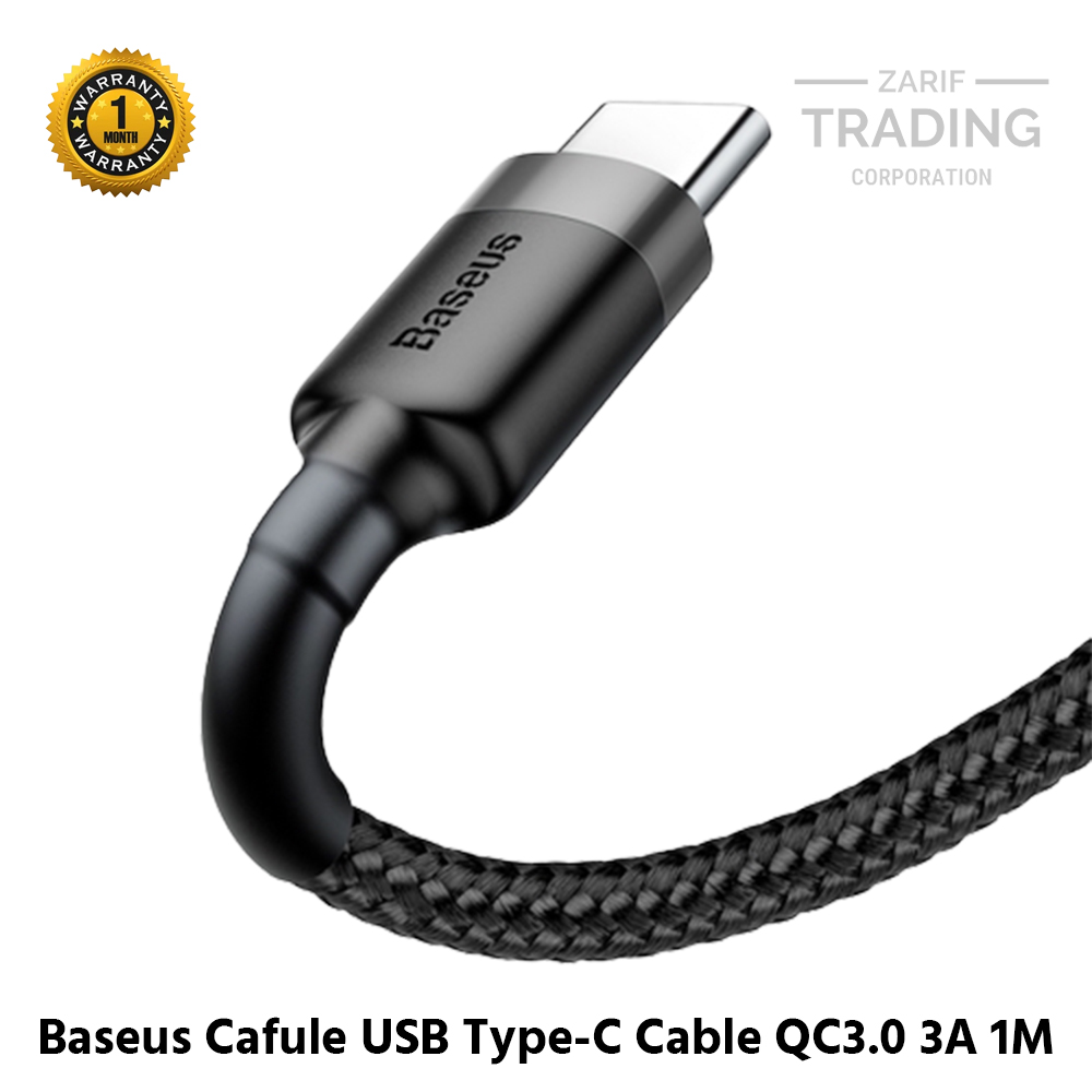 Picture of Baseus Cafule USB Type-C Cable Durable Nylon Braided Wire QC3.0 3A 1M black (Black)