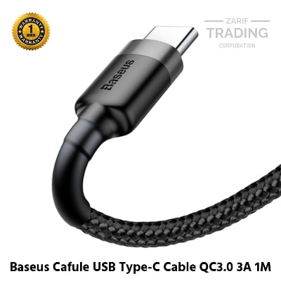 Picture of Baseus Cafule USB Type-C Cable Durable Nylon Braided Wire QC3.0 3A 1M black (Black)