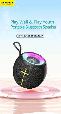 Picture of Awei KA19 Portable Bluetooth Speaker 12w Extra high power Phantom lighting TWS interconnected surround sound effect speakers for home outdoors -Black