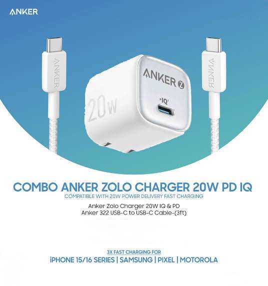 Picture of Combo Anker Zolo Charger 20W IQ & PD iPhone/Samsung/Pixel -White