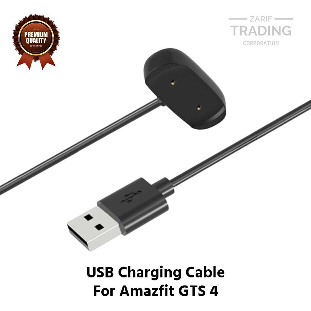 Picture of Amazfit GTS 4 Magnetic Charging Cable High Quality USB Charger Cable USB Charging Cable Dock Bracelet Charger Amazfit GTS 4 Smart Watch (Black)
