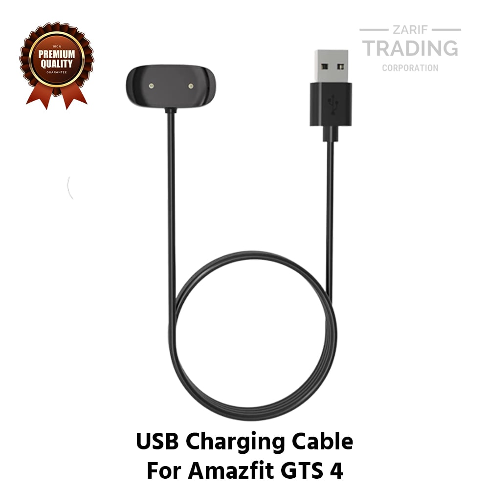 Picture of Amazfit GTS 4 Magnetic Charging Cable High Quality USB Charger Cable USB Charging Cable Dock Bracelet Charger Amazfit GTS 4 Smart Watch (Black)
