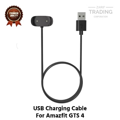 Picture of Amazfit GTS 4 Magnetic Charging Cable High Quality USB Charger Cable USB Charging Cable Dock Bracelet Charger Amazfit GTS 4 Smart Watch (Black)