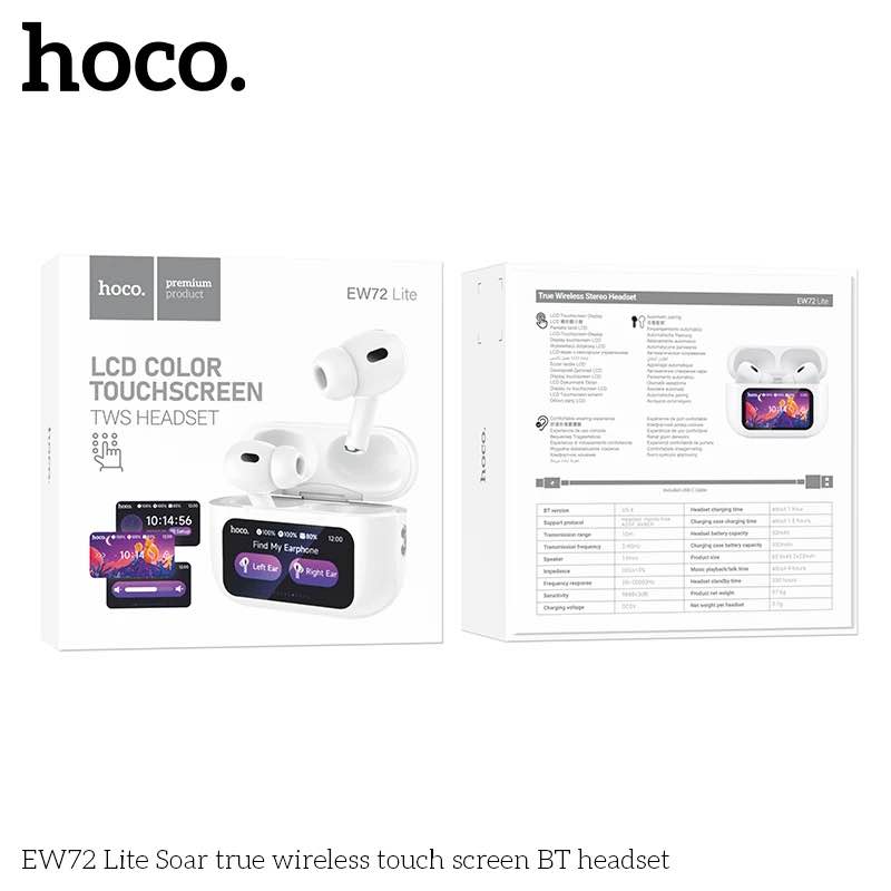 Picture of HOCO EW72 Lite Wireless Touch Screen Bluetooth Headset LED Power Display In Ear Sport Game Headphones with Charging -White