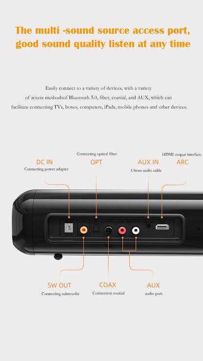 Picture of Awei Y520 Home Theater Bluetooth Soundbar Speaker -Black