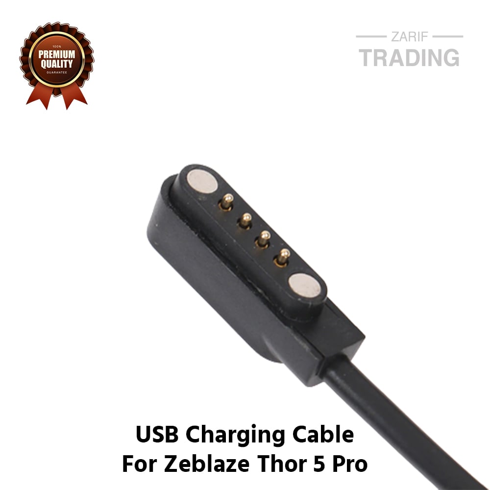 Picture of Zeblaze Thor 5 Pro Magnetic Charging Cable 4 Pin High Quality USB Charger Cable USB Charging Cable Dock Bracelet Charger for Zeblaze Thor 5 Pro Smart Watch (Black)