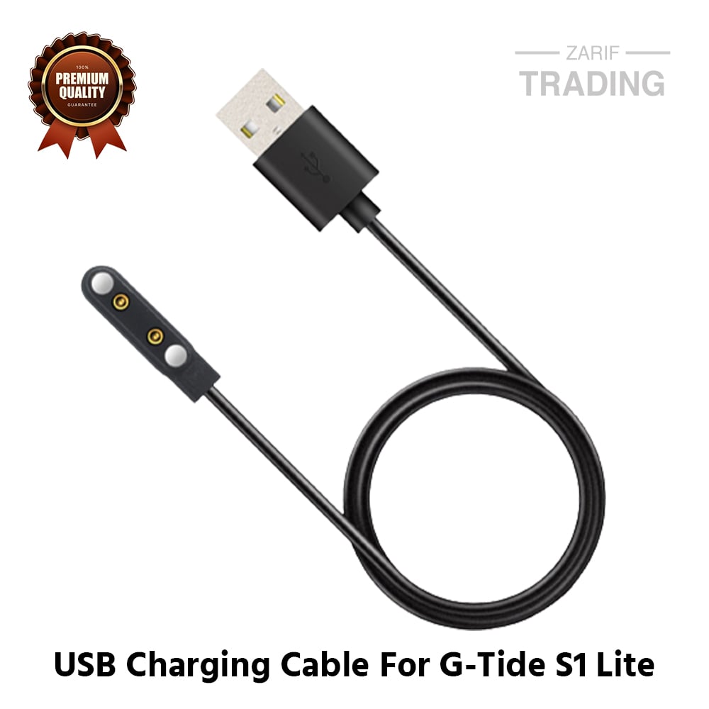 Picture of G-Tide S1 Lite Magnetic Charging Cable 2 Pin High Quality USB Charger Cable USB Charging Cable Dock Bracelet Charger for G-Tide S1 Lite Smart Watch (Black)