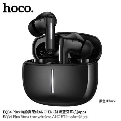 Picture of hoco EQ34 Plus True Wireless ANC+ENC Noise Reduction Bluetooth Earphone(Black) -Black