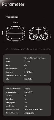 Picture of AWEI TA19ANC Noise Cancelling Bluetooth Headphones -Black